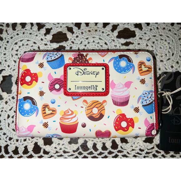 Loungefly Disney Winnie the Pooh Donuts Allover Print Mini Backpack Wallet - Picture 7 of 9